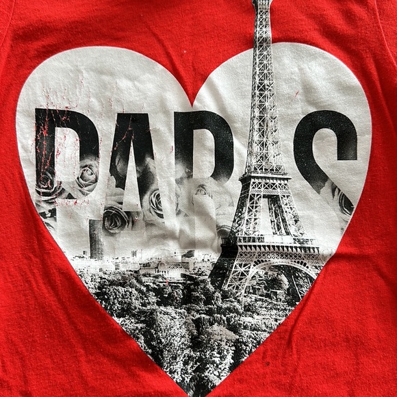 Red color t shirt with Paris logo - Picture 3 of 4